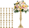VEVOR 16 PCS Wedding Flower Vase, 15 in Tall Flower Table Centerpieces, Crystal Banquet Vases Easy Installation, Electroplated Versatile Arrangement Stand for Party Events Home Decor Reception, Gold