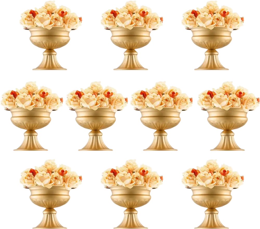VEVOR 10PCS 16cm/6.3” Tall Wedding Flower Vase, Metal Wedding Centerpiece, Gold Floral Arrangement Stand Display Rack for Tables Wedding Dinner Party, Anniversary Ceremony Birthday Event Decor