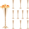 VEVOR 10PCS 43cm/16.9” Tall Wedding Flower Vase, Metal Wedding Trumpet Centerpiece, Gold Floral Stand Display Rack for Tables Wedding Dinner Party, Anniversary Ceremony Birthday Event Decor