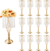 VEVOR 12PCS 49cm/19.3” Tall Crystal Wedding Flower Stand, Metal Wedding Centerpiece Vase, Gold Flower Holders Floral Display Rack for Tables Wedding Dinner Party, Ceremony Birthday Event Decor