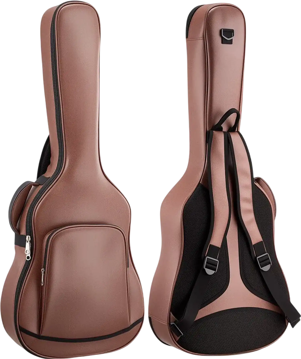 VEVOR Acoustic Guitar Hard Case, 47.1 Inch, Hard-Shell Protective Travel Carrying Case with Accessory Compartment, Foam Padding, Portable Handle, Shoulder Straps, for 41 Inch Acoustic Guitars, Brown