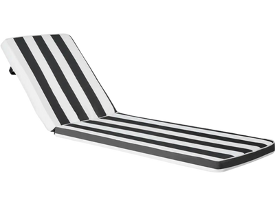 VEVOR Chaise Lounge Cushion, 74 x 22 x 3 in, Set of 2 Outdoor Lounge Chair Cushions, Waterproof & Fade-Resistant Sun Lounger Cushions with Ties, Patio Lounger Pads for Pool Deck, Black & White Stripes
