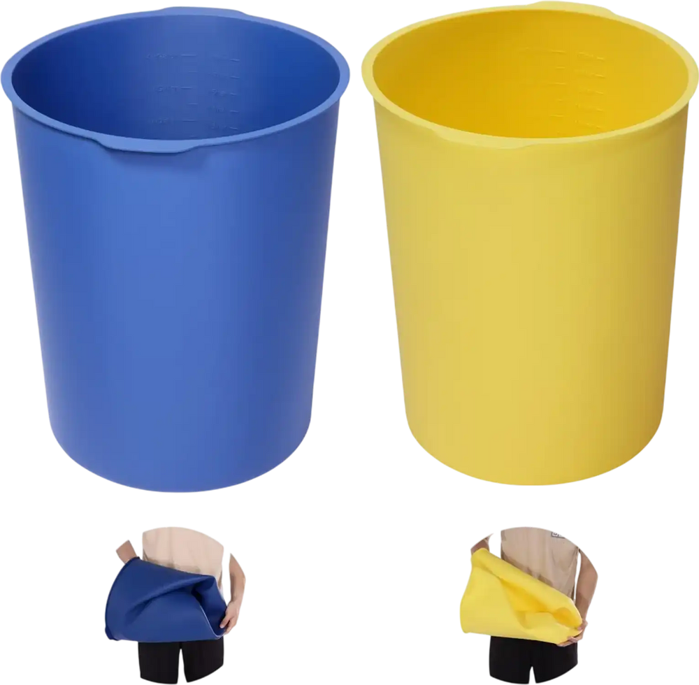 VEVOR 2 Pcs 5 Gallon Bucket Liner for Concrete Mix, Reusable Silicone Mortar Bucket Liner for Thinset Paint Concrete Epoxy Mixing, Heavy-duty Grout Mixer Insert with Measurements, Blue & Yellow