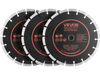 VEVOR Diamond Blades 9 inch, 3-Pack Concrete Saw Blade Set, 7/8 in Arbor, High-Hardness Diamond Segments, 65Mn Steel Core, Dry Wet Cutting, Clean Edges for Concrete, Masonry, Brick, Stone, Granite