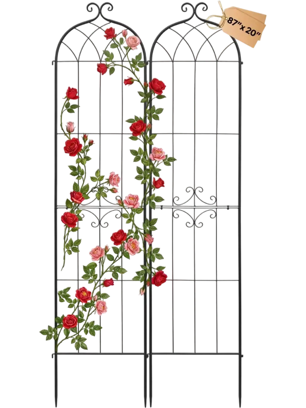 VEVOR Garden Trellis, 87 x 20 inch Rose Trellis, 2 Packs Garden Flower Rose Trellises with Powder-Coated Finish & Convenient Locking Design, Plant Support Trellises for Flowers, Vegetables, Roses