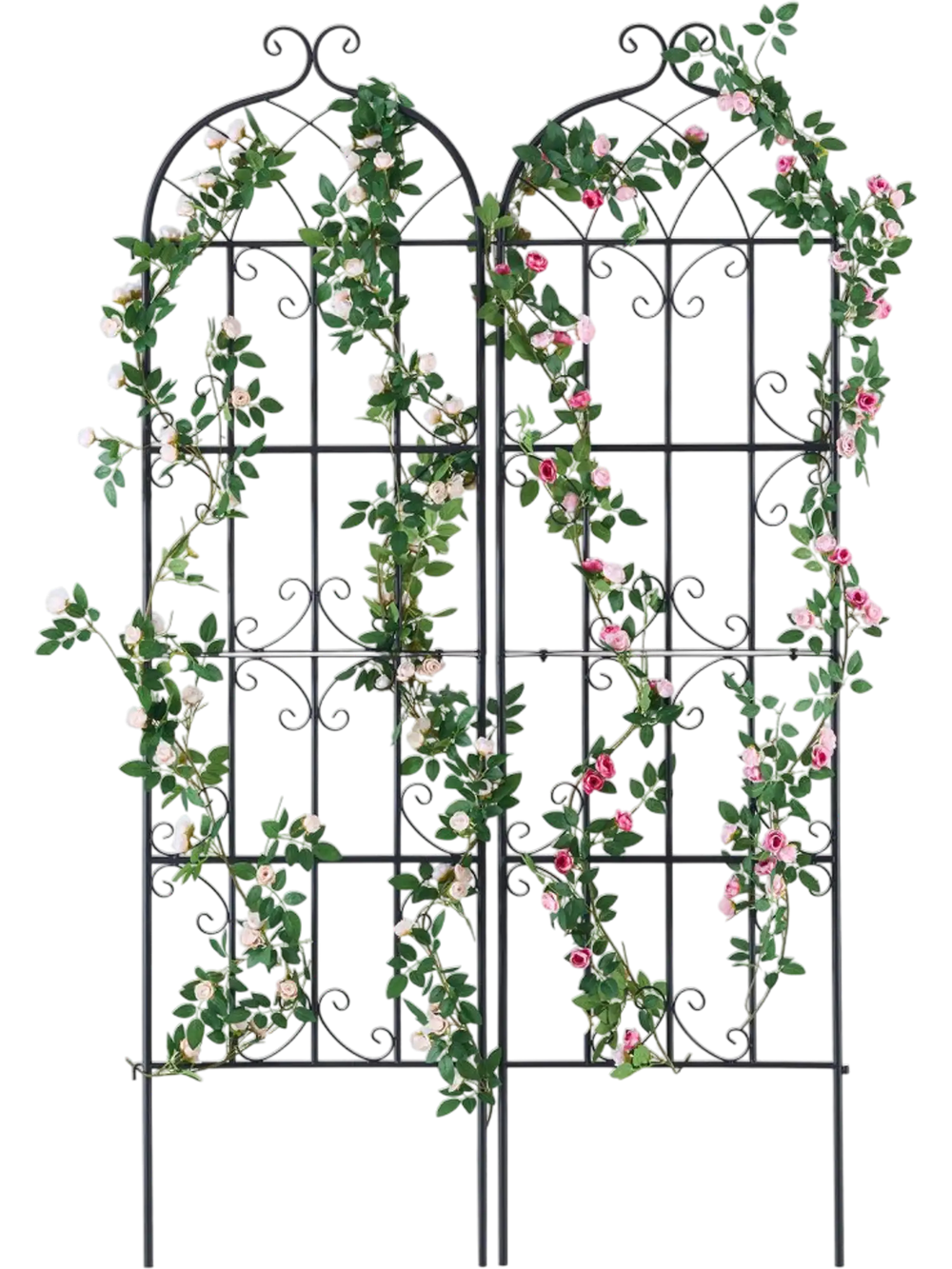 VEVOR Garden Trellis for Climbing Plants, 71 x 20 in, 2 Packs Rustproof Metal Garden Flower Trellis, Outdoor Climbing Rose Trellis Cucumbers Support, Decorative Clematis Trellis for Courtyards Lawns
