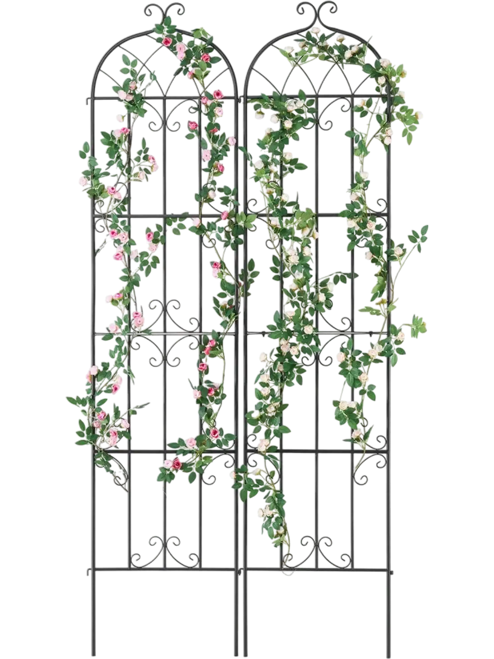 VEVOR Garden Trellis for Climbing Plants, 87 x 20 in, 2 Packs Rustproof Metal Garden Flower Trellis, Outdoor Climbing Rose Trellis Cucumbers Support, Decorative Clematis Trellis for Courtyards Lawns