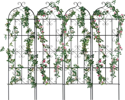 VEVOR Garden Trellis for Climbing Plants, 71 x 20 in, 4 Packs Rustproof Metal Garden Flower Trellis, Outdoor Climbing Rose Trellis Cucumbers Support, Decorative Clematis Trellis for Courtyards Lawns