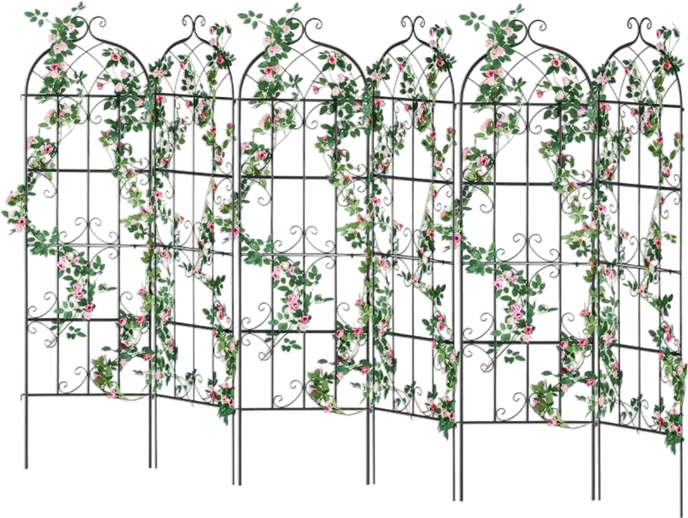 VEVOR Garden Trellis for Climbing Plants, 71 x 20 in, 6 Packs Rustproof Metal Garden Flower Trellis, Outdoor Climbing Rose Trellis Cucumbers Support, Decorative Clematis Trellis for Courtyards Lawns