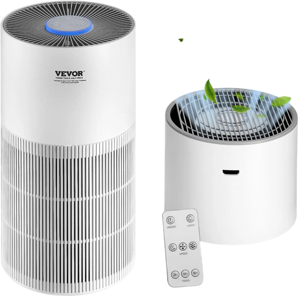 VEVOR Air Purifier, Covers Up to 1090 ft² in One Hour, True HEPA 11 Filter, 22dB Quiet, Filters Up to 95% of Pollen, Smoke, Dust, Pet Dander, Odor, Hair, Air Cleaner for Home, Large Room, Bedroom