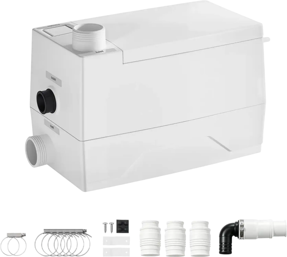 VEVOR Utility Sink Pump 350W 7200L/h Flow 26.2 ft / 8 m Head Drain Pump, Waste Water Disposal Machine with 3 Inlets, Portable & Powerful Performance, for Basement, Kitchen, Sink, Shower, Gray Water