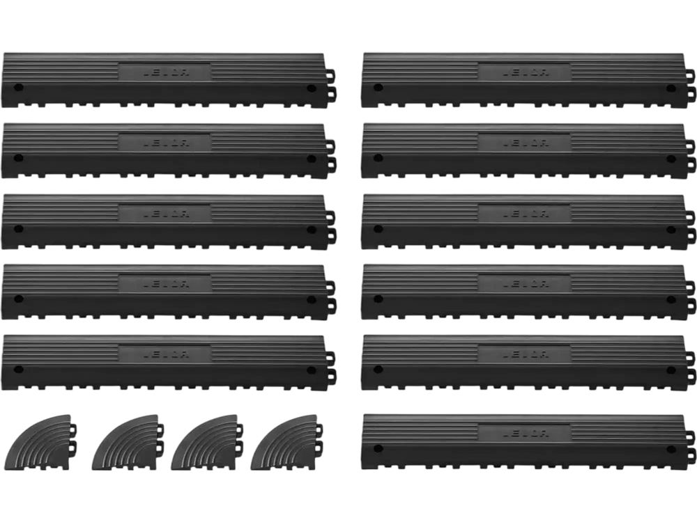 VEVOR Transition Edge Kit, 11-Piece, Durable Straight Garage Floor Edging, PP Material, Easy Installation, Edge Protection for Wet Area Restaurant Pool, Only Compatible with VEVOR Drainage Mats, Black