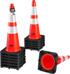 VEVOR Traffic Safety Cones 12 Pack 28 Inch Flexible PVC Orange Traffic Cone, For Accident or Construction Warning, with Weighted Black Base, Reflective Collar Visible at Night, Heavy Duty, Easy Storage