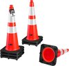 VEVOR Traffic Safety Cones 6 Pack 28 Inch Flexible PVC Orange Traffic Cones, For Accident or Construction Warning, with Weighted Black Base, Reflective Collar Visible at Night, Heavy Duty, Easy Storage