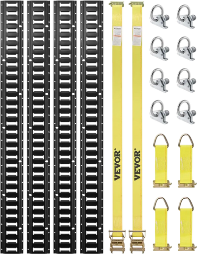 Vevor E-Track Tie-Down Rail Kit 18-Piece 5' Cargo Securing Set New