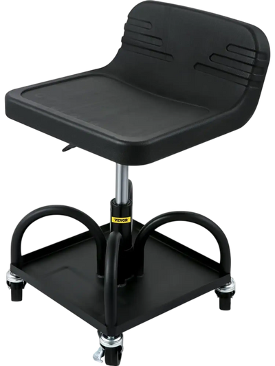 VEVOR Rolling Garage Stool, 300LBS Capacity, Adjustable Height from 15.7 in to 20.5 in, Mechanic Seat with 360-degree Swivel Wheels and Tool Tray, for Workshop, Auto Repair Shop, Black