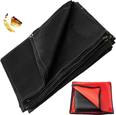 VEVOR 6 x 10 Ft Welding Blanket Black Fiberglass Blanket Portable Fiberglass Fire Retardant Blanket Welding Mat Welding Fireproof Thermal Resistant Insulation With Carry Bag