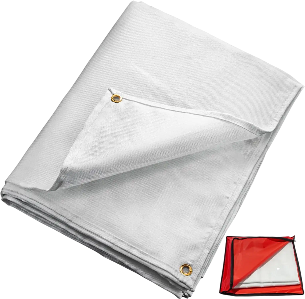 VEVOR 8 x 10 Ft Welding Blanket White Fiberglass Blanket Portable Fiberglass Fire Retardant Blanket Welding Mat Welding Fireproof Thermal Resistant Insulation With Carry Bag