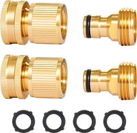 VEVOR Garden Hose Quick Connect, 3/4 inch Male & Female, 200 PSI Heavy Duty Solid Brass Quick Connector, 2 Sets Garden Hose Fitting, No Leak Water Hoses Connectors with Gaskets