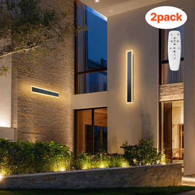 VEVOR Outdoor Wall Lights, 2 Pack, 23.6 Inch Long Strip Modern Exterior Wall Sconce Light Fixtures, 2700K-6000K, IP65 Waterproof Anti-Rust, Dimmable Outside Wall Mount Lighting, for House Porch Garage