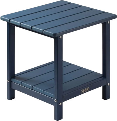 VEVOR Outdoor Side Table, 17.72W x 14.96D x 17.32H Inch, Double Layer HDPE Outside End Table for Easy Maintenance, Withstand Harsh Weather, Fit for Patio, Pool, Beach, Porch, Indoor, Backyard, Blue