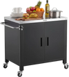 VEVOR Outdoor Grill Cart with Storage Cabinet, 40 Inch Grill Table, Waterproof Kitchen Island with Stainless Steel Top, Spice Rack, and Wheels, Movable Food Prep Station for Patio Bar Backyard BBQ