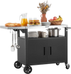 VEVOR Outdoor Grill Cart with Storage Cabinet, 48.9 Inch Grill Table, Waterproof Kitchen Island with Stainless Steel Top, Shelf, and Wheels, Movable Food Prep Station for Patio Bar Backyard BBQ