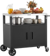 VEVOR Outdoor Grill Cart with Storage Cabinet, 36.4 Inch Grill Table, Waterproof Kitchen Island with Stainless Steel Top, Shelf, and Wheels, Movable Food Prep Station for Patio Bar Backyard BBQ
