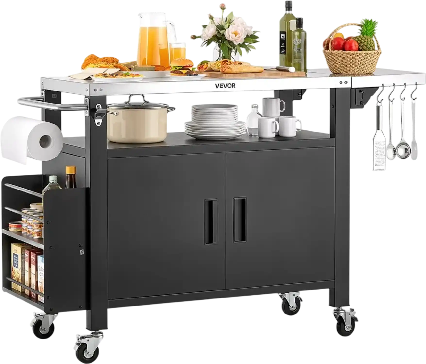 Vevor Grill Cart Outdoor Kitchen Island with Storage Cabinet 55.1