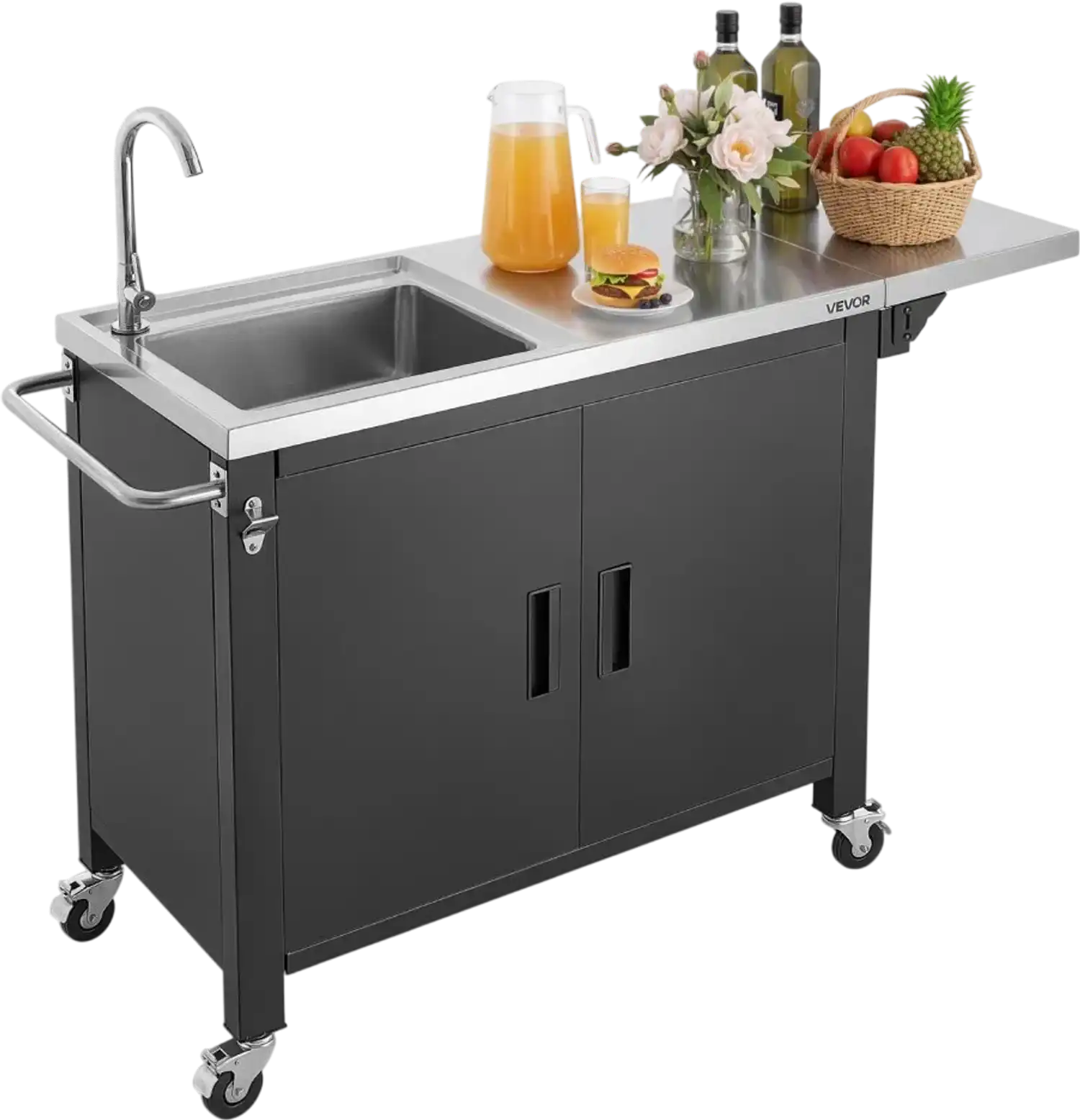 Vevor Outdoor Grill Cart with Sink and Storage Cabinet 52