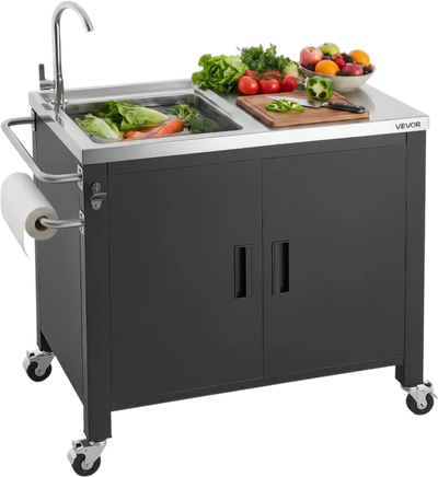 Vevor Grill Cart Outdoor Kitchen Island with Sink & Storage Cabinet 38