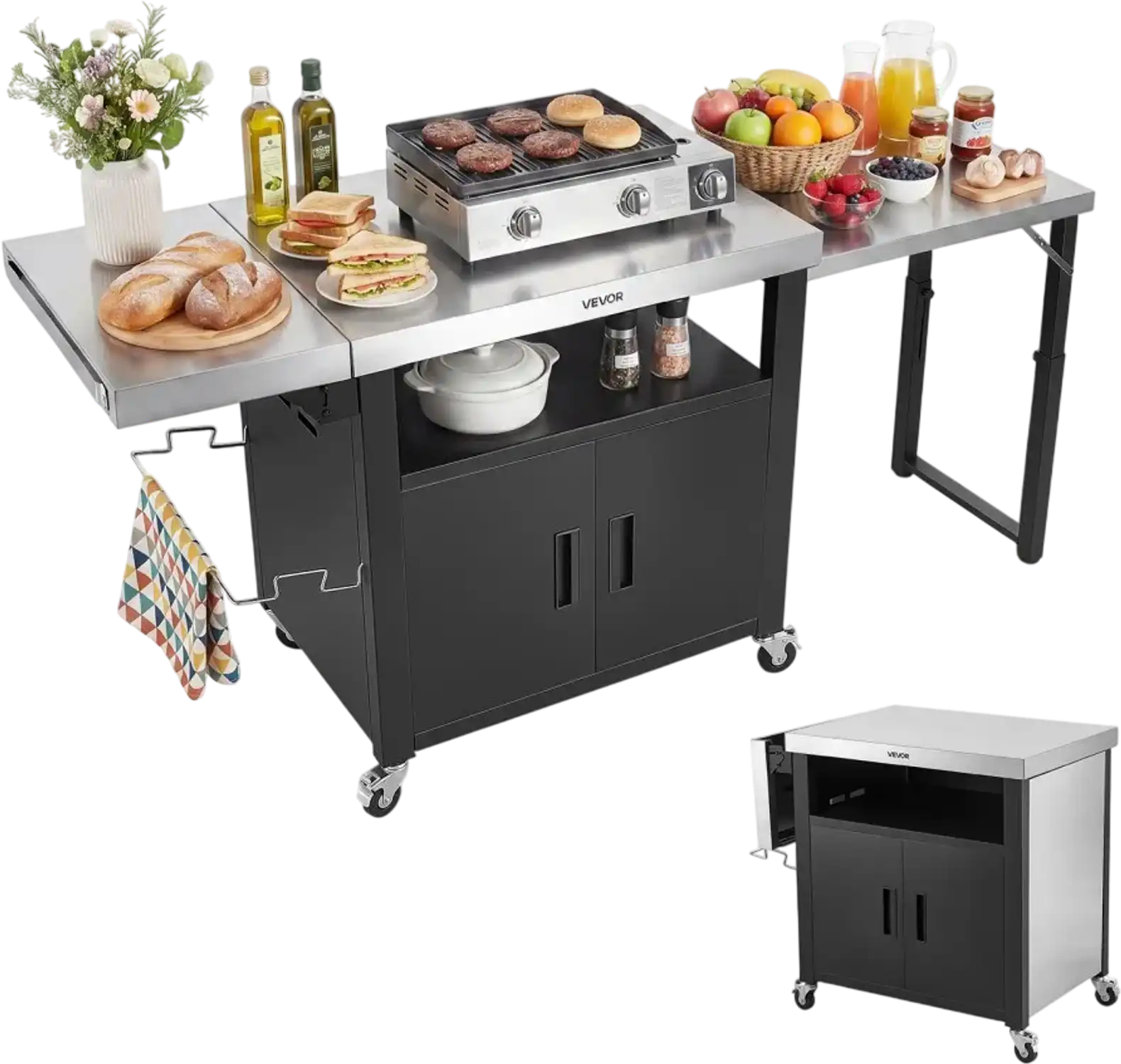 Vevor Grill Cart Outdoor Kitchen Island with Storage Cabinet 74.8