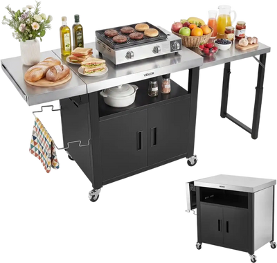 Vevor Grill Cart Outdoor Kitchen Island with Storage Cabinet 74.8