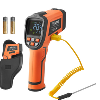 VEVOR Infrared Thermometer, -22℉ to 2912℉ Dual-Mode IR Thermometer Gun with K-Type Thermocouple, Dual Laser Heat Temperature Gun Non-Contact for Metal Smelting/Engine/Industry/Cooking (Not for Human)