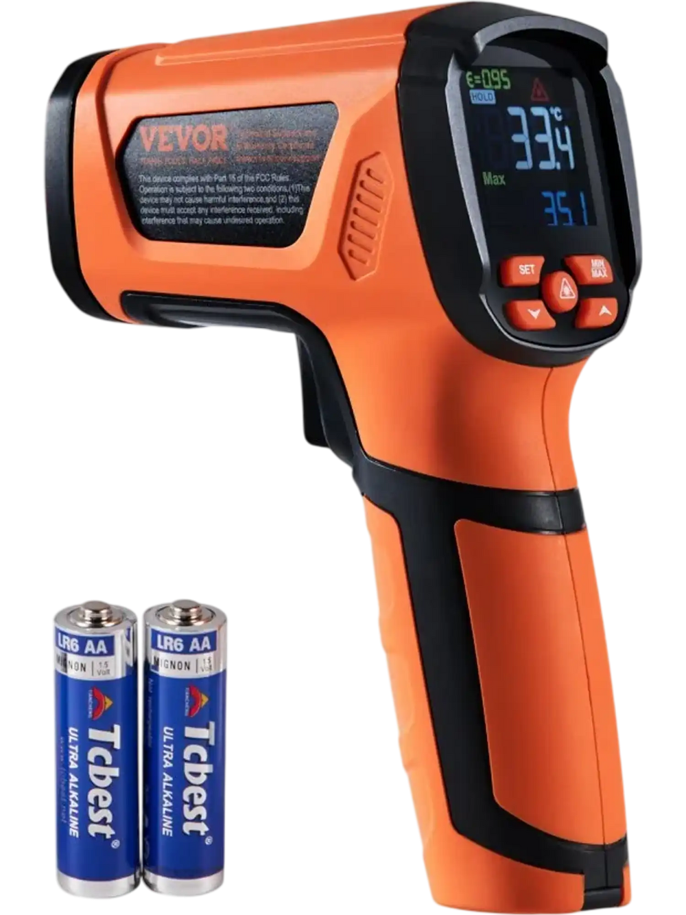 VEVOR Infrared Thermometer, -40~2732°F Dual Laser Temperature Gun Non-Contact, Handheld IR Heat Temperature Gun with Adjustable Emissivity for Metal Smelting/Cooking/Pizza Oven/Engine(Not for Human)