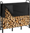 VEVOR Firewood Rack with Waterproof Cover, 4 ft Outdoor Firewood Holder, 1/4 Cord Storage Metal Log Holder, 400lb Max Weight Capacity, Top Covered, Powder-Coated Wood Storage Rack for Fireplace Deck
