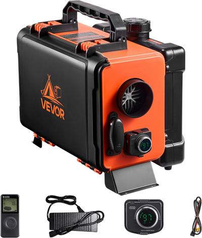VEVOR Diesel Heater, 8KW, DC 12V/24V, All in One Portable Diesel Air Heater with Remote Control and LCD Screen, Fast Heating Low Noise, 1.2 Gal Fuel Tank for Trucks, Vans, RVs, Campers, and Garages
