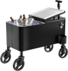VEVOR 80 Quart Rolling Ice Chest Cart, with 2-Stage Telescopic Pull Handle and 2 Swivel Casters, Portable Table Beach Patio Party Bar Cold Drink Beverage, Outdoor Park Cart on Wheels, Black