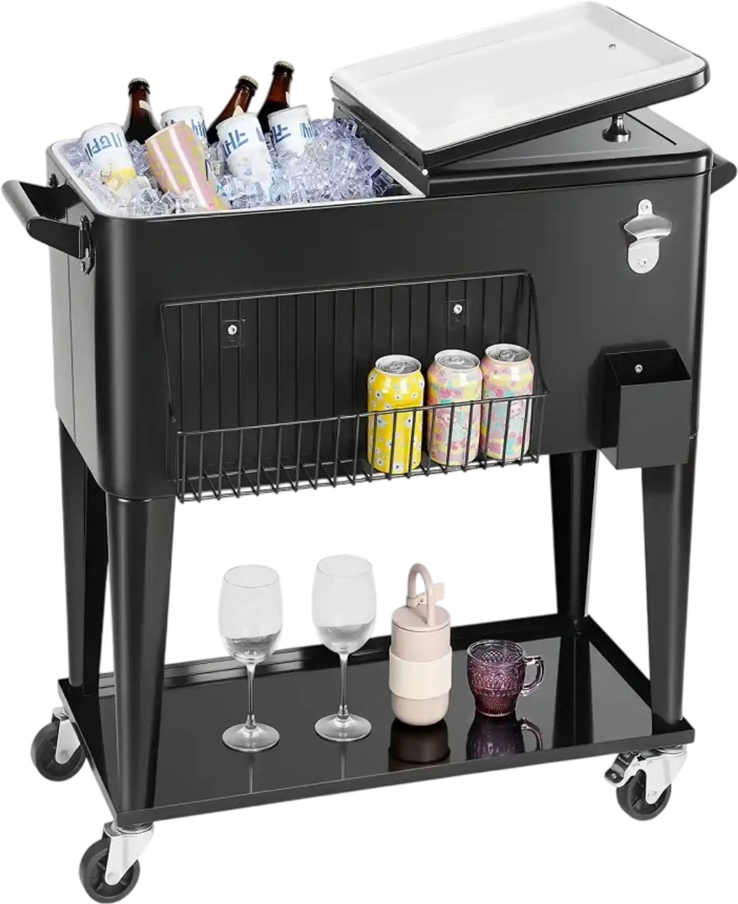 Vevor Cooler Cart 80 Qt Rolling Ice Chest Black New