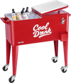 VEVOR 80 Quart Rolling Ice Chest, Holds up to 50 Bottles / 110 Cans, Portable Patio Party Bar Drink Cooler Cart with 4 Swivel Casters (2 with Brakes), Beverage Cooler Trolley with Bottle Opener, Red