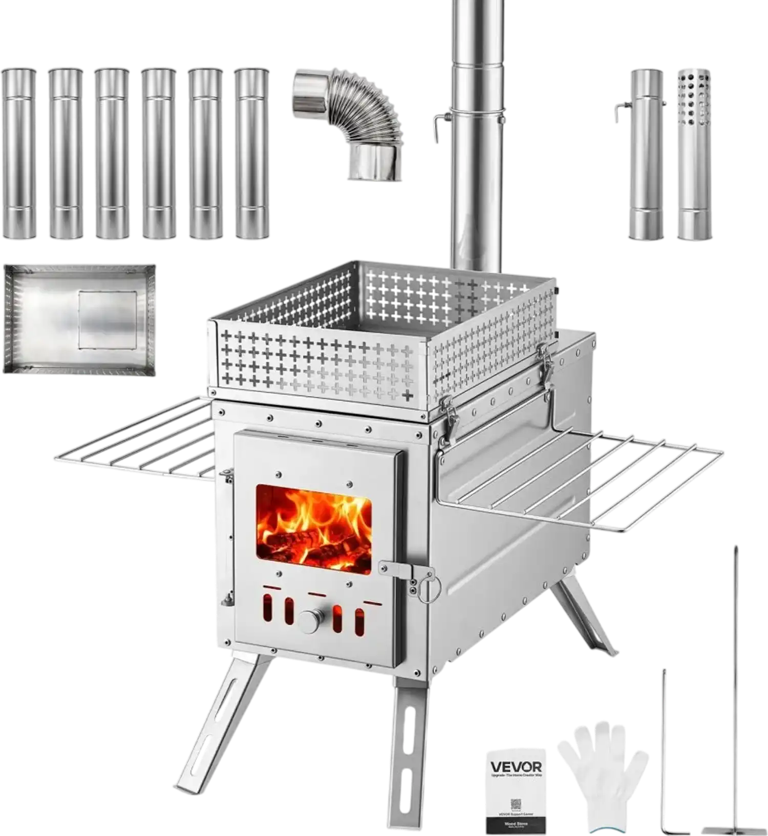 Vevor Wood Stove Portable Sauna Hot Tent Rocket Stove Stainless Steel New