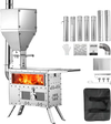 VEVOR Wood Stove Outdoor Pellet Stove with Oven Pellet and Wood Burning, for Outdoor Camping Cooking and Heating, Stainless Steel Body, with Chimney Pipes, Gloves, Carry Bag, and Detachable Shelf