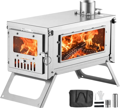 Vevor Wood Stove Foldable Portable Titanium Camping Tent Stove New