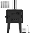 VEVOR Wood Stove with Dual Sliders Control Wood Burning Camping Tent Stove, for Outdoor Heating Cooking Drying, Carbon Steel, with Extended Chimney Pipes, Retractable Bracket, and Spark Arrest Tube