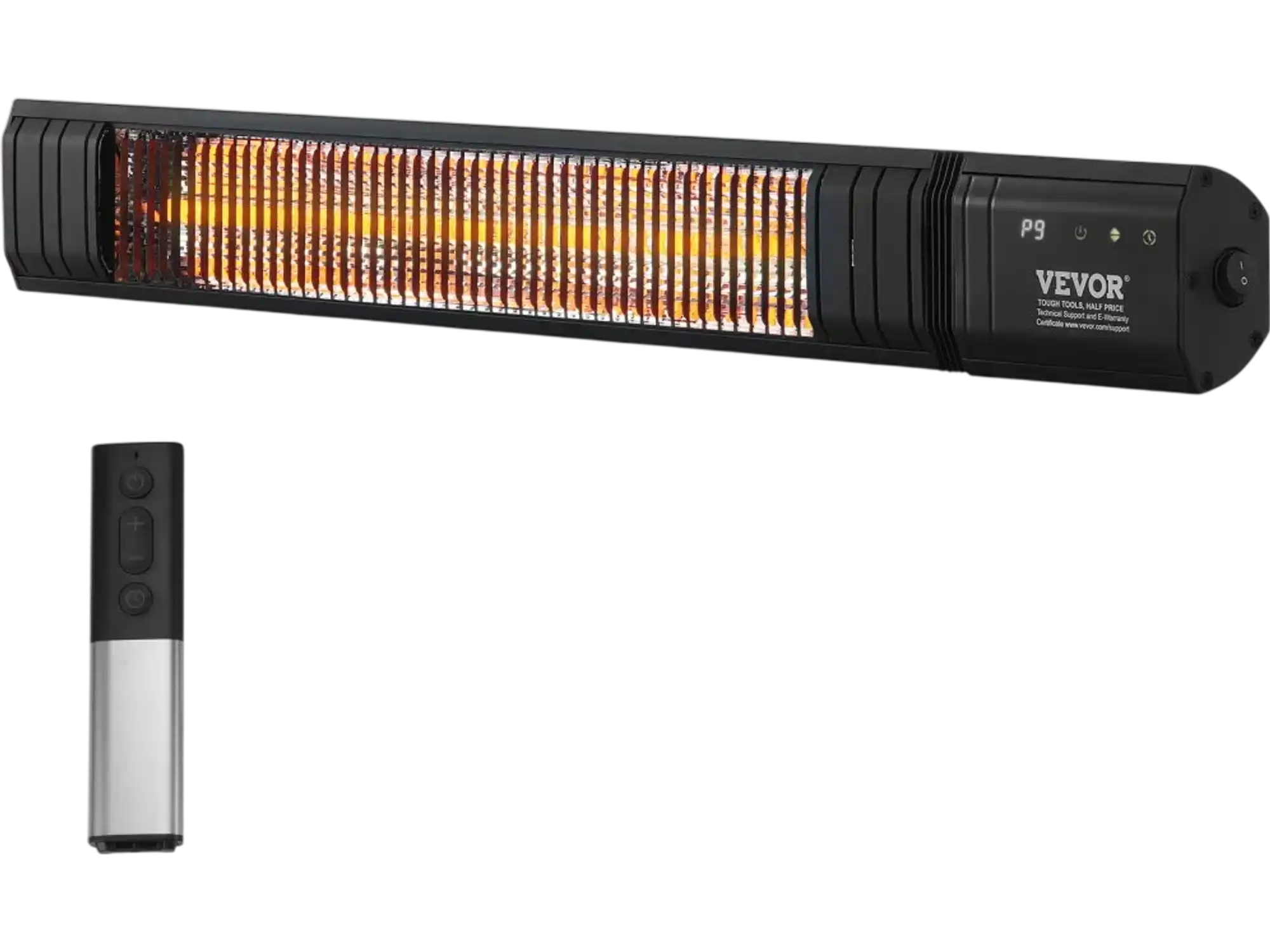 Vevor Infrared Heater 1500W Electric Space Heater with Remote Control 9 Speeds 24h Timer Wall Mounted Outdoor New