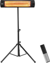 VEVOR Infrared Heater, 1500W Remote Control Electric Space Heater, LED Screen Patio Heater w/ 3 Speeds & Timer, Outdoor/Outdoor for Porch,Dining Room,Studio, with Stand & Mount to Ceiling/Wall,24 in L