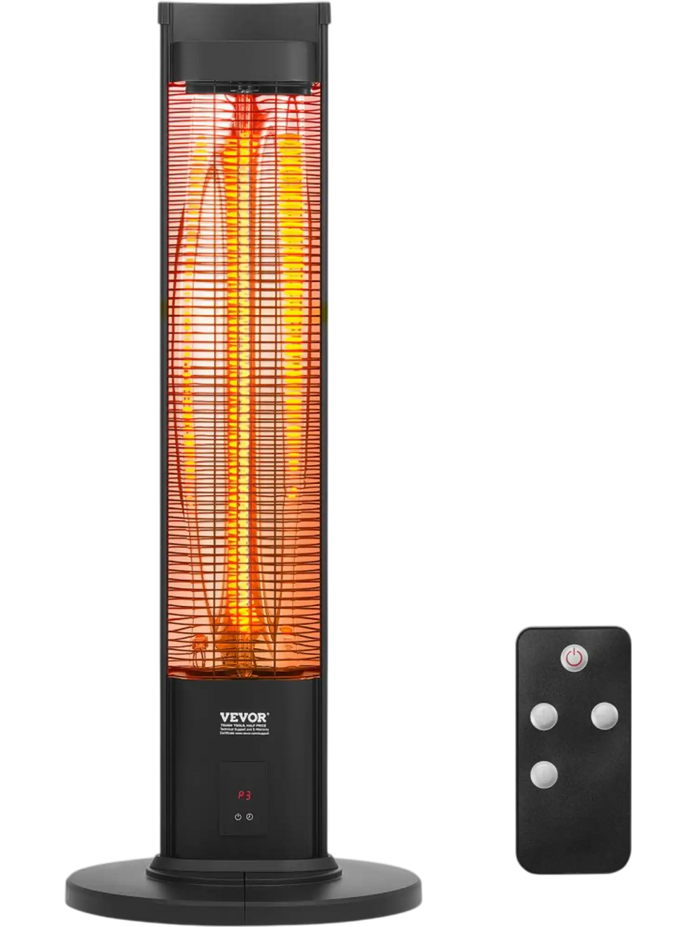 VEVOR Infrared Heater, 1500W Remote Control Electric Space Heater, Patio Heater w/ 3 Speeds & Timer & Tip-Over Protection, Outdoor/Outdoor for Bedroom,Studio,Porch,Dining Room,Studio, Stand,40in L