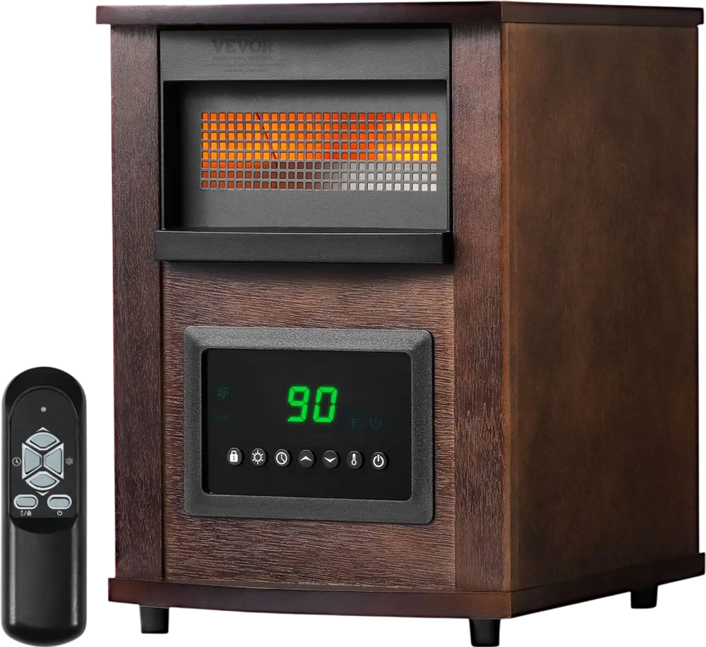 VEVOR Infrared Heater, 1500W Electric Space Heater with Remote Control, LED Screen & 24H Timer, Multiple Temperature Adjustable for Patio Bedroom,Living Room,Studio,Dining Room
