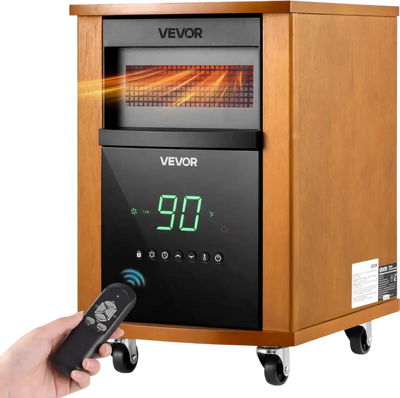 Vevor Infrared Heater 1500W Electric Space Heater with Remote Control Light Wood New