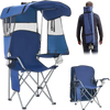 VEVOR Camping Chair with Canopy Shade, Folding Beach Chair with Canopy & Magazine Pocket, 2 Cup Holders, 330 lbs Heavy Duty Support, Carry Bags for Outdoor, Camp, Fishing, Tailgates, Deep Blue